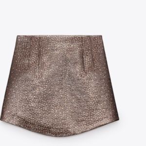 ZARA GOLD HIGH-WAISTED JACQUARD SKIRT